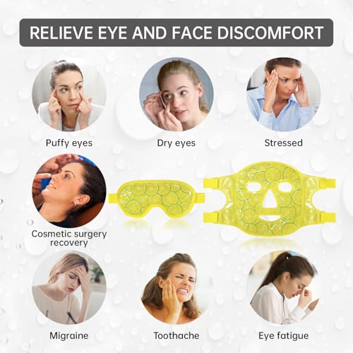 ZNÖCUETÖD Cooling Mask Ice Pack for Face Eye, Hot Cold Compress for Face - color: Lemon Yellow