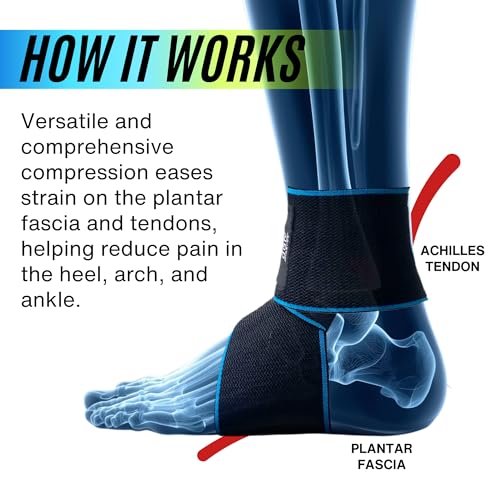 MDUB Ankle Support Wrap 1 Pack, Achilles Tendonitis Pain Relief Planter Fasciitis Support Brace, Hiking, Soccer, Basketball, Running, Tennis, Volleyball & Pickleball
