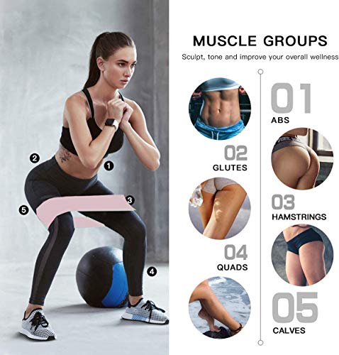 8 Pcs Resistance Bands Set Workout Bands for Leg and Butt, Fabric Non Slip Training Exercise Band with 2 Legs Ankle Straps Door Anchor for Men Women Home Fitness Gym Yoga Squat Glute