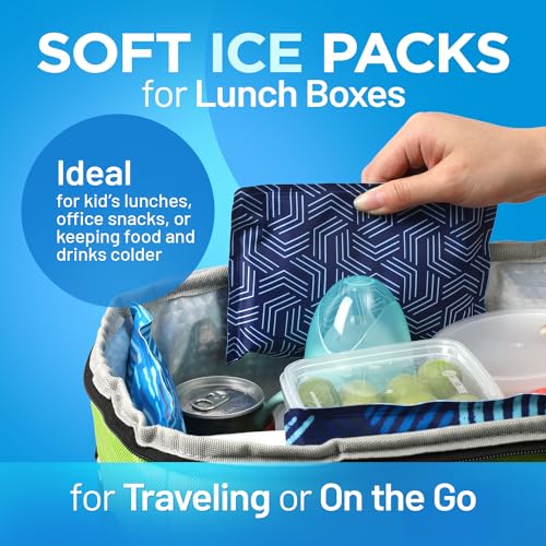 Reusable Ice Packs for Lunch Box and Coolers, Soft Flexible BPA Free 4 Pack