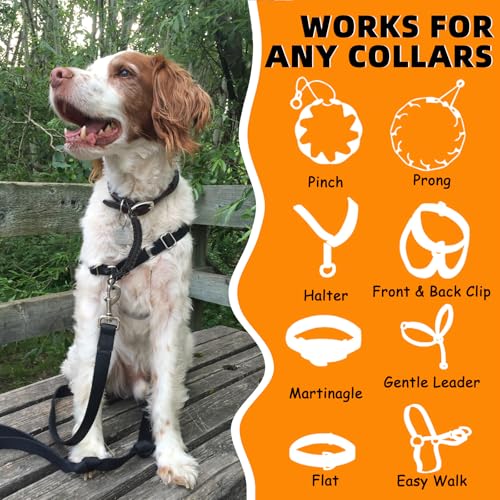 YUEPET 2 Pack Dog Collar Safety Clips, Handwoven Double-Ended Backup Clips - color: Deep Black*2
