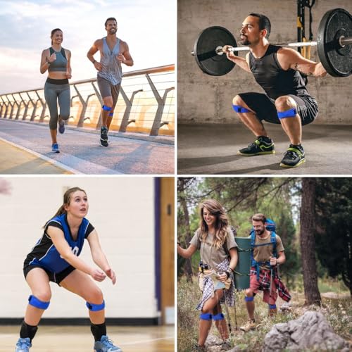Adjustable Sports Knee Pads 2-Pack, Breathable Knee Straps for Baseball, Volleyball, Basketball, Running, Kneepads with Silicone Pad for Men & Women, Blue - color: Blue