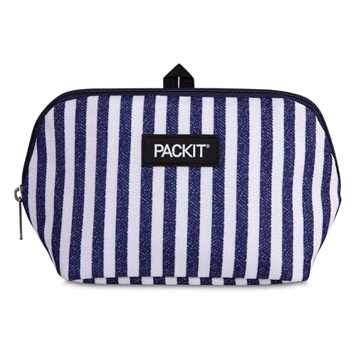PackIt Freezable Snack Bag, Seaside Stripes, Medium (Pack of 12) - color: Azul & blanco