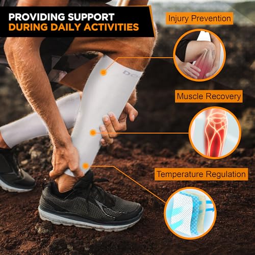 Doc Miller Compression Calf Sleeve for Men & Women, 20-30mmHg - color: White, size: Small REGULAR