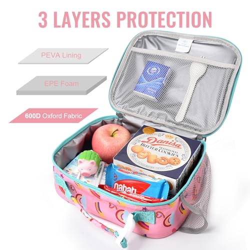 Genteen Kids Insulated Lunch Box for Boys Girls,Back to School,Office - color: P-1pk Rainbow