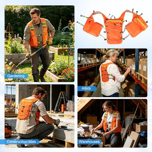Running Hydration Vest Backpack: Cooling Vest for Men Women - Lightweight Adjustable Hydration Backpack for Trail Race Hiking Cycling Climbing Camping Jogging(Without Bladder) - color: Orange