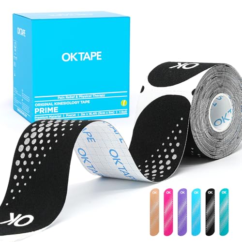 OK TAPE Synthetic Precut Kinesiology Tape for Protection, 2inx16.4ft 20PCS - color: Black, size: 1 Rolls