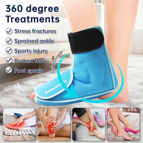 Ankle Ice Pack Wrap for Foot Heel Swelling Pain Relief, Reusable Large Hot Cold Gel Pack for Sprained Ankle, Achilles Tendonitis, Arthritis, Plantar Fasciitis, Post-Surgery, Sports Injury(Blue,1PCS) - color: Light Blue