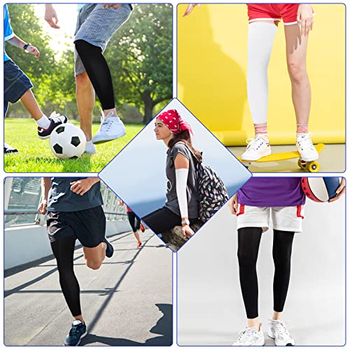 2 Pairs Compression Leg Sleeves Full Leg Compression Sleeve UV Protection Arm Sleeves with Anti-slip Silicone Strips - size: Medium