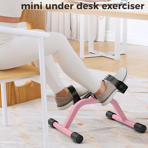 RYGEO Pedal Exerciser Mini Exercise Bike for Leg and Arm Recovery Exercise Lightweight and Portable Floor Bike - color: Pink