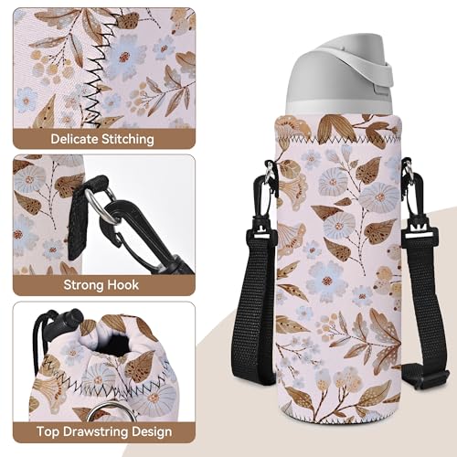 RICHEN Neoprene Water Bottle Carrier Bag with Adjustable Shoulder Strap,Insulated Water Bottle Cover for Stainless Steel/Glass/Plastic Bottles - color: BC-59, size: 500ml