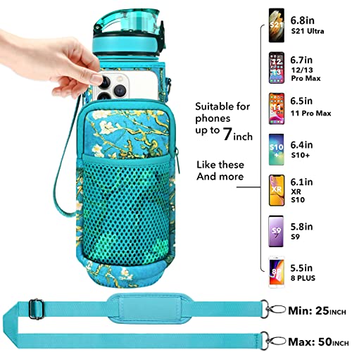 32 oz Water Bottles with Strap & Straw, Sport Motivational Water Bottles - color: Mars Green