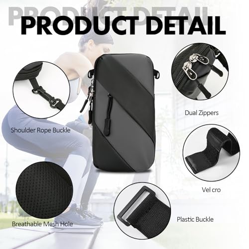 Armband Cell Phone Holder for Running,Crossbody Shoulder Holsters Bag with Arm Band for Women Men Kids,iPhone 15 14 13 12 11 Pro Max Xs Xr 8 7 6S 6 Plus SE Mini Galaxy Workout Walking Gym Arm Bags - color: Gray