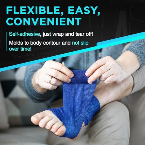 OK TAPE 2 Rolls Ice Self Stick Bandage Wrap, Instant Cold Relief, 4 in Wide - color: Blue