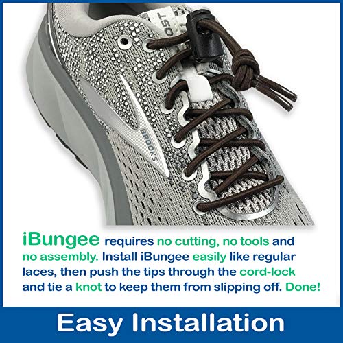 IBUNGEE LACES (Elastic No Tie Shoelaces (Made in the USA) - color: Brown, size: 22-inch