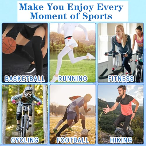 2 Pairs Leg Sleeves,Full Length Leg Compression Sleeve,Sports Long Knee Sleeve with Anti-slip Silicone Strips - size: Medium