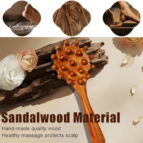 OULIGET Wooden Trigger Point Massage Tool,Sandalwood Comb Head Massager,Gua Sha Comb Tool for Headache,Back,Neck,Shoulder Relaxation - style: Shell Massage Comb