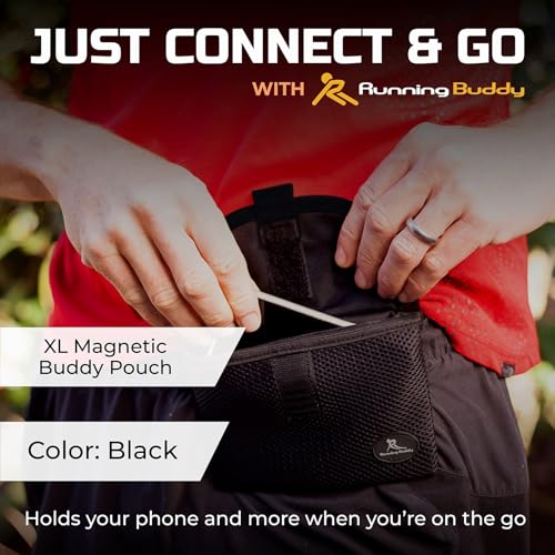 Running Buddy Magnetic Pouch Beltless Running Bag No Bounce - color: Black, size: XL (6.8 in x 4 in)