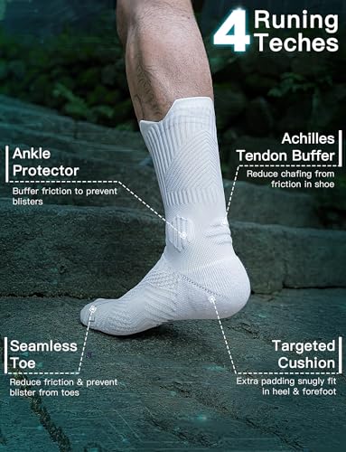 Juclise Men's Compression Running Crew Socks, 3 Pairs - color: Glacier White, size: X-Large