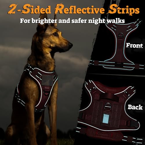 rabbitgoo Tactical Dog Harness for Large Dogs, No Pull Service Pet Vest - color: Red, size: Xl(chest:23.6"-41.8",neck:21.7"-32.3",back:9.1")