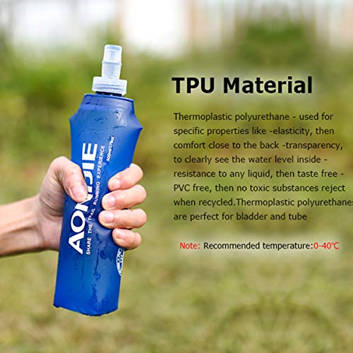 AONIJIE TPU Soft Folding Water Bottles Collapsible Flask for Hydration Pack for Running Hiking Cycling Climbing Pack of 2 (250ml -Pack of 2) - color: 250ml -Pack of 2