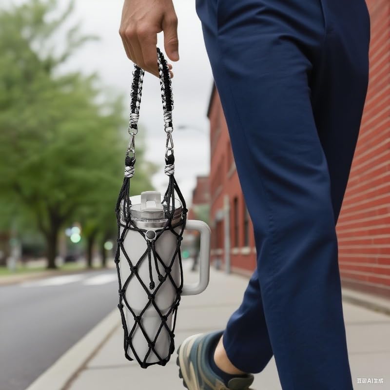 Outman Sports Water Bottle Net Carrier Fits 24oz 30oz 40oz Tumbler (Black) - color: Black