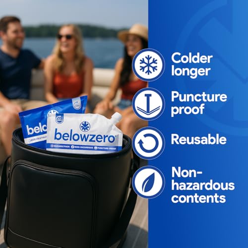 Below Zero Prefilled Reusable Ice Packs for Coolers | Long Lasting Freezer Ice Blocks for Camping, Lunch Bags & More | 48 Hour Cooler Ice Pack Technology - style: Medium - 2pk (New Design)