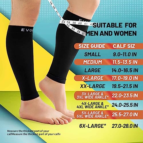 20-30mmHg 1 Pair Calf Compression Sleeve Men and Women Wide Brace for Leg Support Shin Splint Pain Relief - color: Black