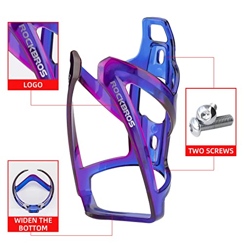 ROCKBROS Bike Water Bottle Holder Ultralight Bottle Cages with Screws Tool - color: Purple-Blue, size: Standard