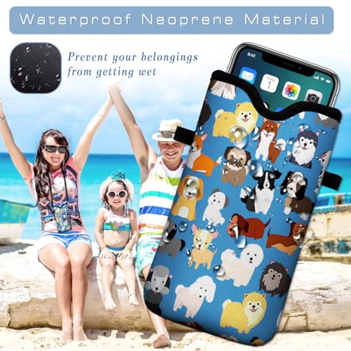 Neoprene Cell Phone Pouch 7.5 X 4.3 in Cloth Mobile Protection Case Bag with Crossbody Strap Neck Lanyard Cell Phone Case Cute Animal Dogs - color: Cute Animal Dogs