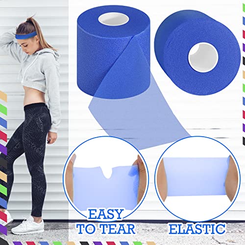 Nuanchu 24 Rolls Prewrap Athletic Tape, 2.75 in x 30 yd, 6 Colors - color: Black, White, Beige, Rose Red, Lime Green, Blue