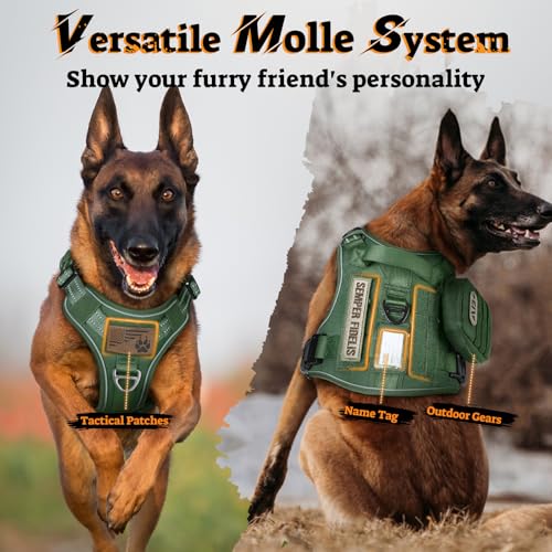 rabbitgoo Tactical Dog Harness for Small Dogs, No Pull Service Pet Vest - color: Green, size: S(Chest:16.1"-31.5",Neck:15.4"-21.6",Back:7.1")