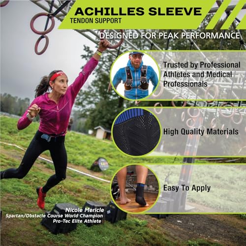 Pro-Tec Athletics Achilles Sleeve with Dual Gel Compression Strips, Achilles Tendon Support for Tendinitis Relief, - size: Small