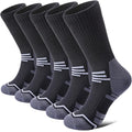 FNOVCO Women's Hiking Walking Running Crew Socks Thick Cushioned Athletic Compression Socks 5 Pairs - color: Black 02, size: 9-11