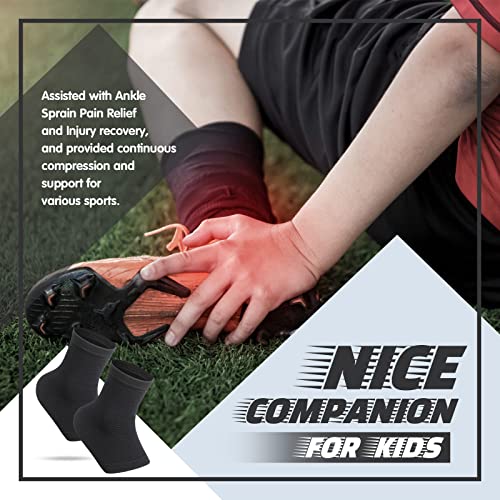 Tarpop 3 Pair Girls Ankle Brace Compression Sleeves, Black, Medium - color: Black, size: Medium