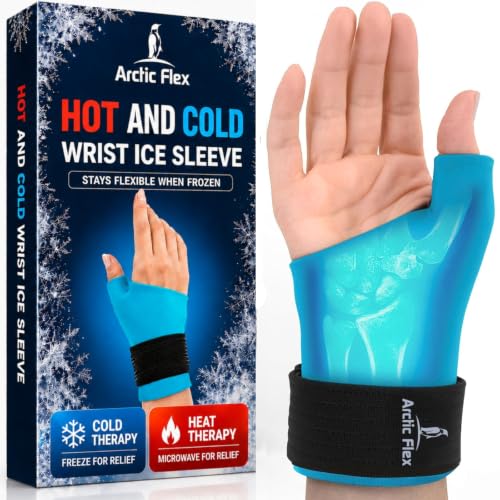 Arctic Flex Wrist & Thumb Ice Pack Wrap - Extra Strength Hot & Cold Therapy - color: Blue, size: Medium