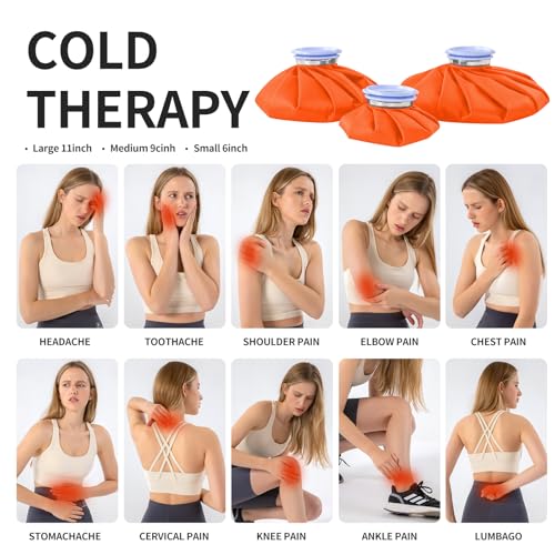 Ice Bags Ice Packs for Injuries,Reusable Ice Bags refillable Ice Pack Hot Water Bottle Hot Water Bag for Knee Head Hand Face Pain Relief,Hot Cold Compress,2Packs(9”&11”) Orange - size: 9" & 11", style: Orange