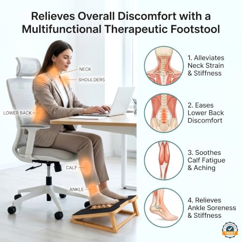 Bamboo Under Desk Foot Rest Foot Stool Rocking Footrest (Nature Triangle) - color: Nature, size: Triangle