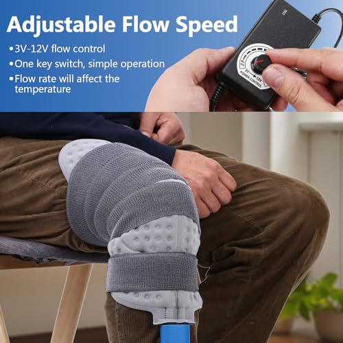 Cold Therapy Machine with Speed Control Ice Machine for Knee After Surgery, Knee Replacement Recovery System, Cryotherapy Pain Relief with Universal Compression Pad for Shoulder, Hip and Ankle (Blue) - color: Blue