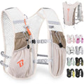 BECOJADDE Running Vest for Women Men, 5L/6L Lightweight Hydration Backpack Running Pack for Marathon, Trail, Cycling, Hiking, Jogging - color: Khaki