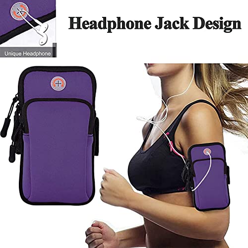 Phone Armband for iPhone Running Armband Cell Phone Holder iPhone 17 16 16e 15 14 13 12 11 Pro Max Xs Xr X 8 Plus Mini,Galaxy S26 S25 S24 S23 S20 Note Sports Exercise Workout Arm Band Sleeve - color: 3-Purple