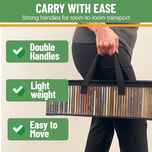 Evelots CD Storage Bags, 4 Pack, Holds 200 CDs with Handles - size: 4-Pack (Holds 200), style: CD Storage Bag