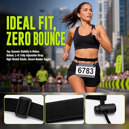BRBASAP Race Belt Adjustable Lightweight Bib Holder Running Strap Comfortable Triathlon Number Carrier For Marathon Cycling Jogging Racing Events Adults