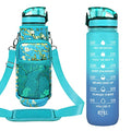 32 oz Water Bottles with Strap & Straw, Sport Motivational Water Bottles - color: Mars Green