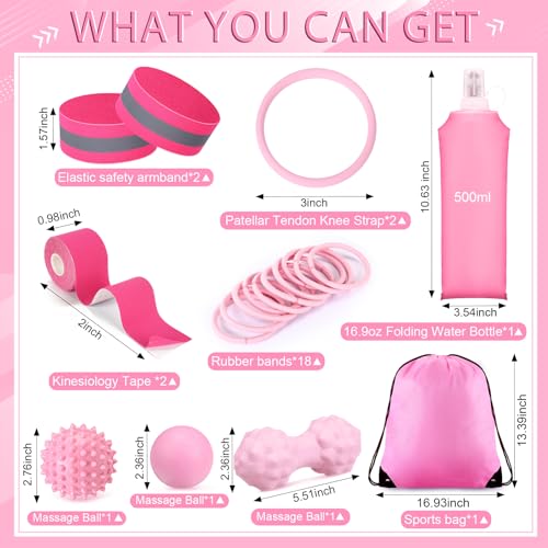 Halloscume 21 Pcs Runner Gift Set Marathon Gifts for Runners - color: Pink