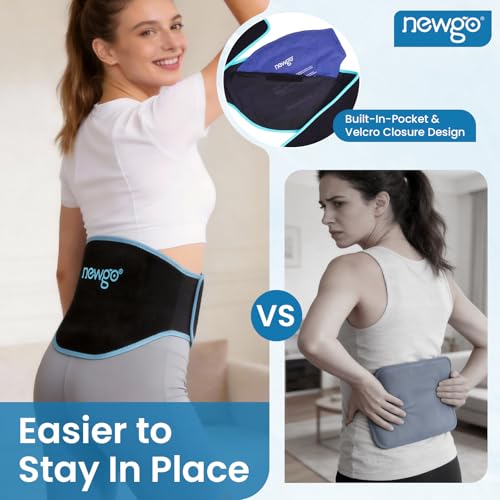 NEWGO Gel Ice Pack for Back Injuries and Pain Relief, 2 Pack Lower Back Ice Pack Wrap for Hot Cold Therapy, Lumbar Surgery, Sciatica, Herniated Disc, Coccyx Tailbone Pain - Black - size: Gel Pack