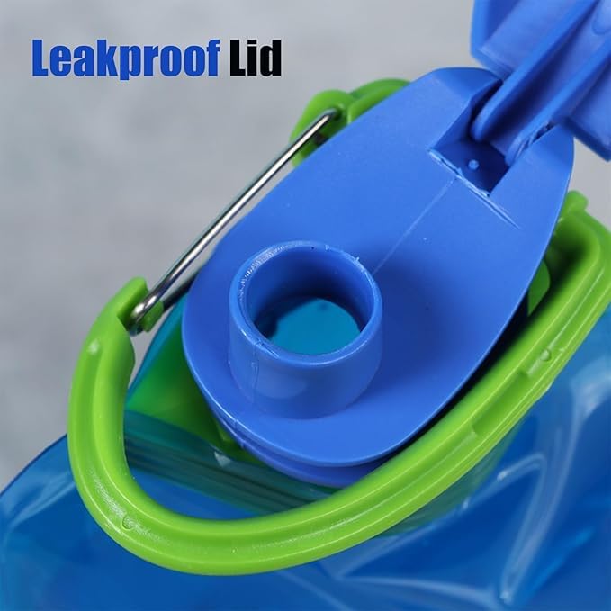 Collapsible Water Bottle,Compact Folds Flat For Hydration on the Go,Ideal for Traveling,Hiking or Camping,25 Ounce,Blue - color: Blue
