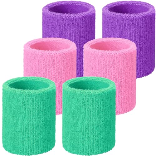 WILLBOND Wrist Sweatbands - color: Light Green,Pink, Light Purple