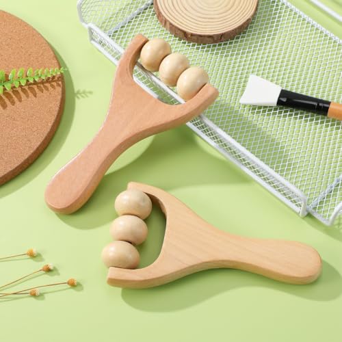 Ciieeo 2Pcs Wooden Massage Roller Massager Wooden Trigger Point Body and Face Roller for Foot Shoulder Neck and Waist Relaxation - Improve Sleep Quality