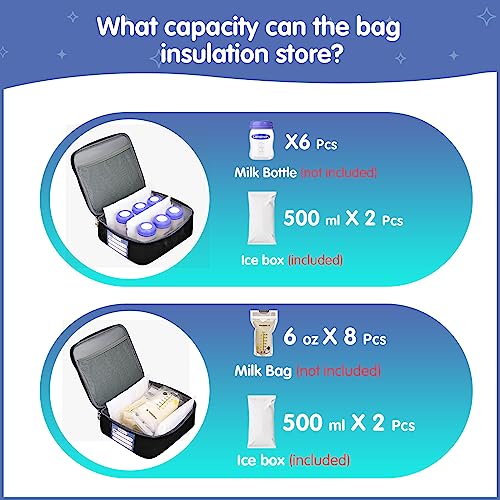 Derbiedersinn Breast Pump Bag, Compatible with Spectra Pumps, Insulated Carrying Case with Cooler for Milk Storage, Travel, Work, Daycare， Black - color: Black